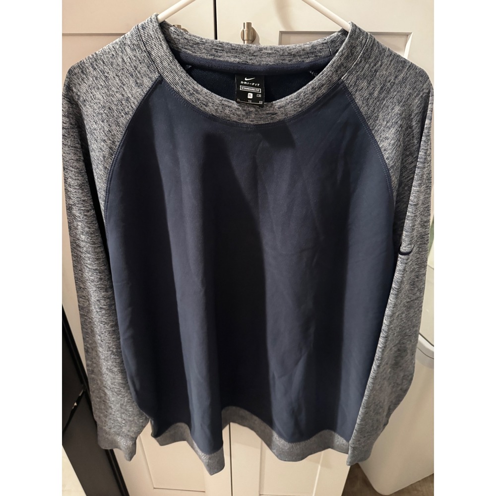 Nike Dri Fit Long Sleeve Crew Neck Sweatshirt Mens XL Dark Navy Heather